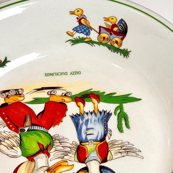 Whimsical 2-Pc Ridgway Potteries Chidren's DIZZY DUCKLINGS Bowl & Plate Set - Picture 8 of 9